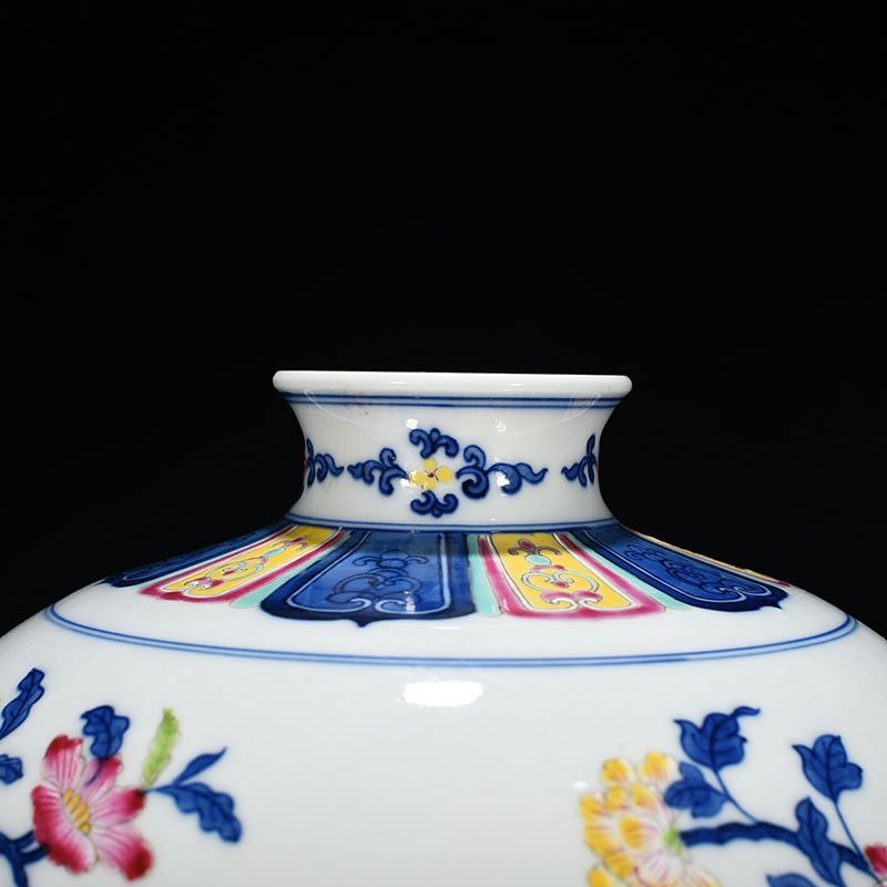 Qing Dynasty Qianlong doucai plum vase with three flowers and three fruits