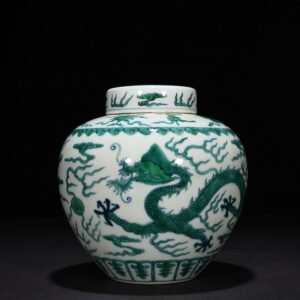 Qing Dynasty Qianlong doucai eight-treasure cloud and dragon pattern lid jar