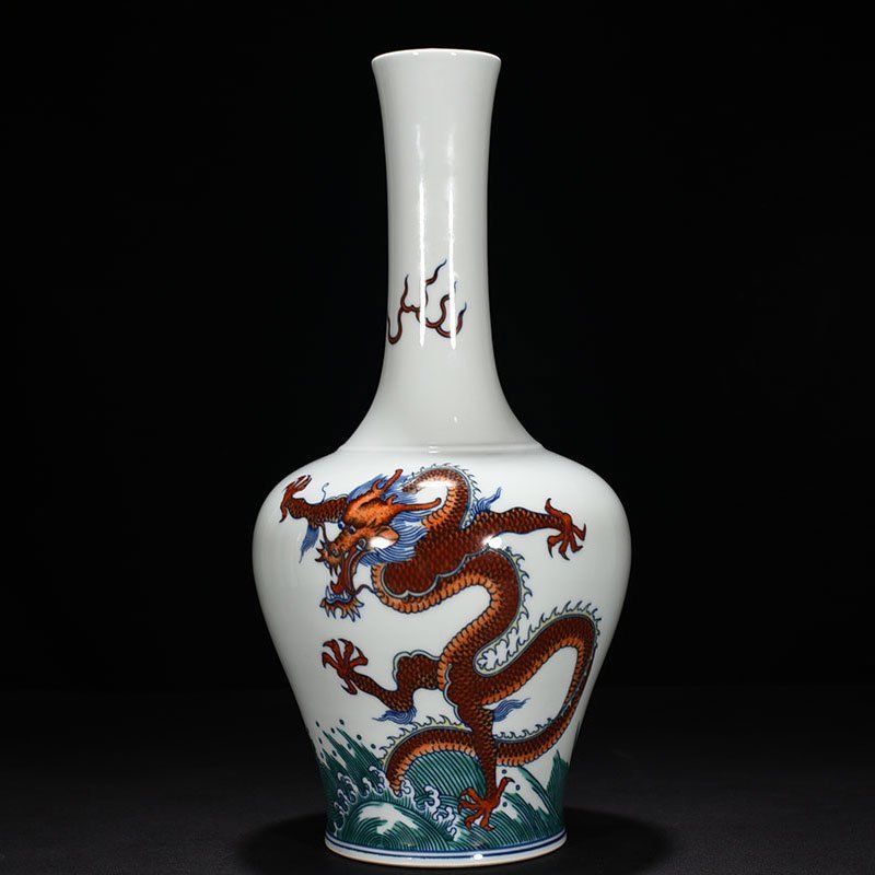 Qing Dynasty Qianlong Doucai Rattle with Sea Water Dragon Pattern
