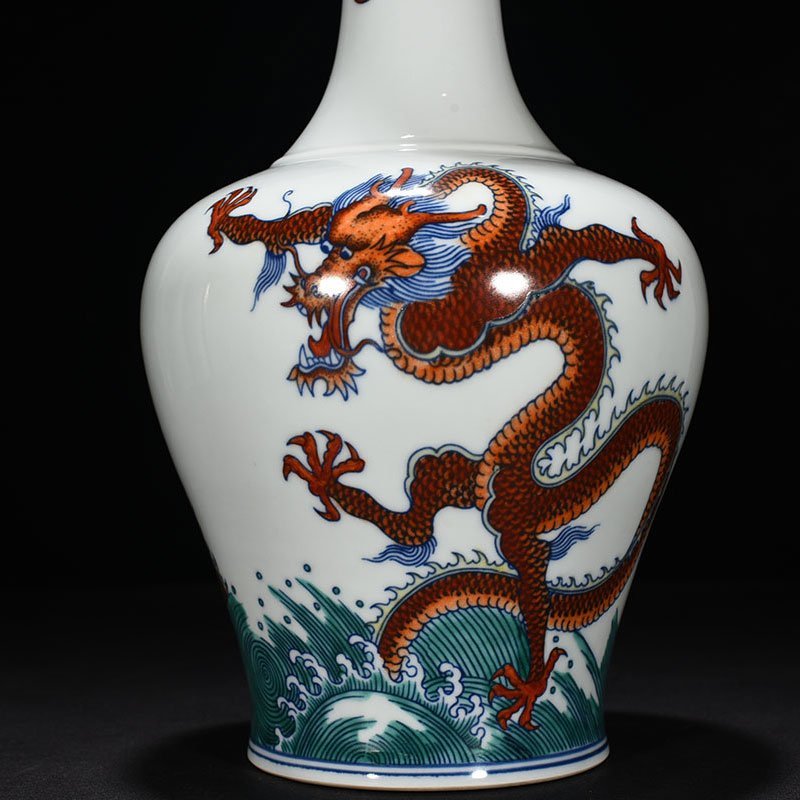 Qing Dynasty Qianlong Doucai Rattle with Sea Water Dragon Pattern