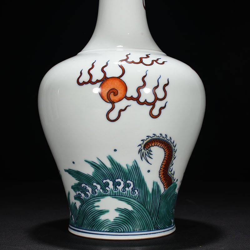 Qing Dynasty Qianlong Doucai Rattle with Sea Water Dragon Pattern