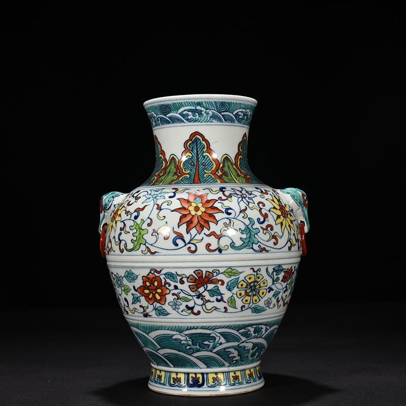 Qing Dynasty Qianlong period doucai porcelain colorful vase