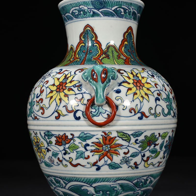Qing Dynasty Qianlong period doucai porcelain colorful vase