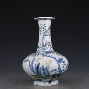 Qing Dynasty Qianlong Doucai Qunfang Birthday Plate Vase