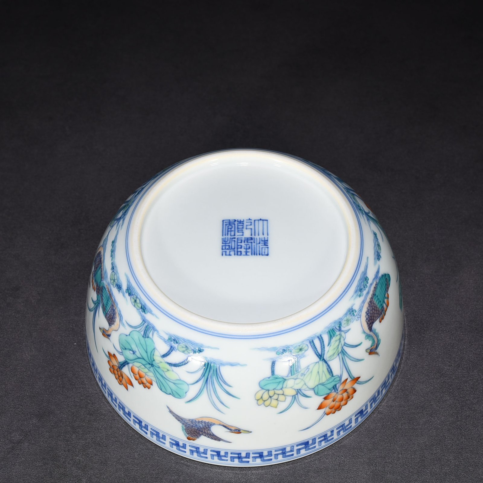 Qing Dynasty Qianlong Period of Doucai Lotus Pond Lying Foot Bowl