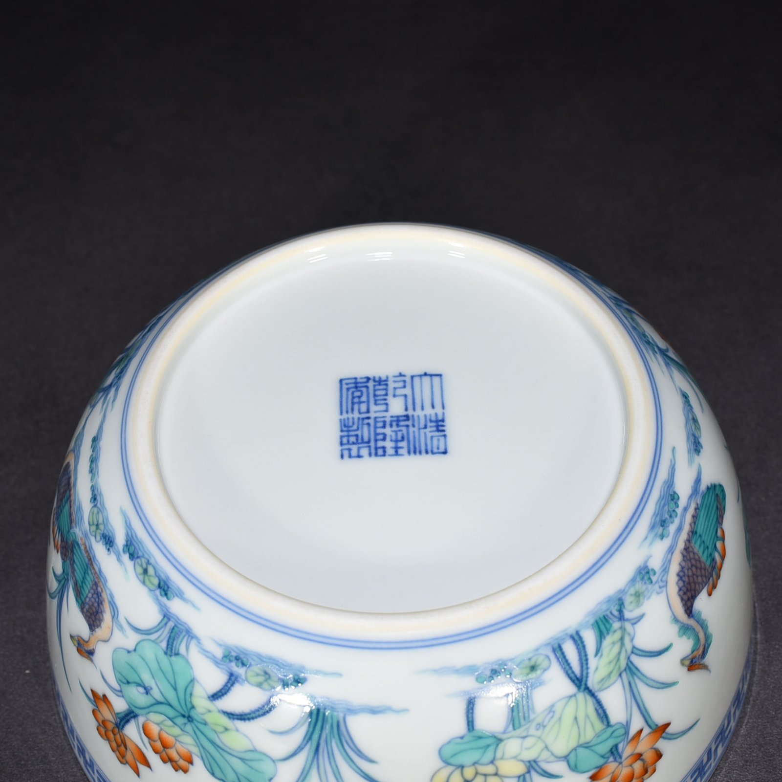 Qing Dynasty Qianlong Period of Doucai Lotus Pond Lying Foot Bowl