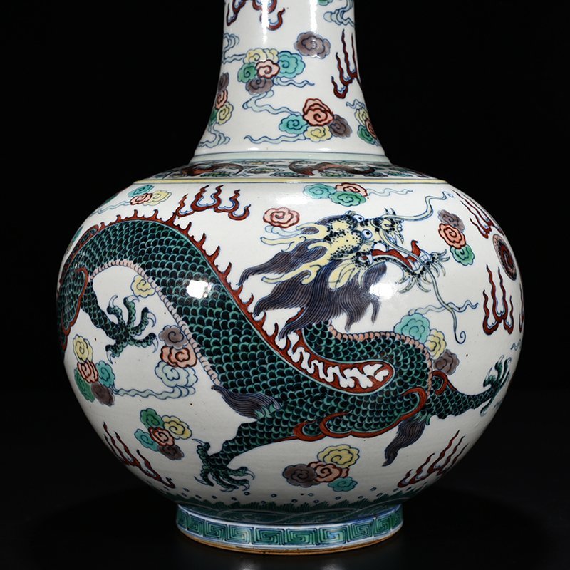 Qing Dynasty Qianlong doucai dragon and phoenix pattern vase