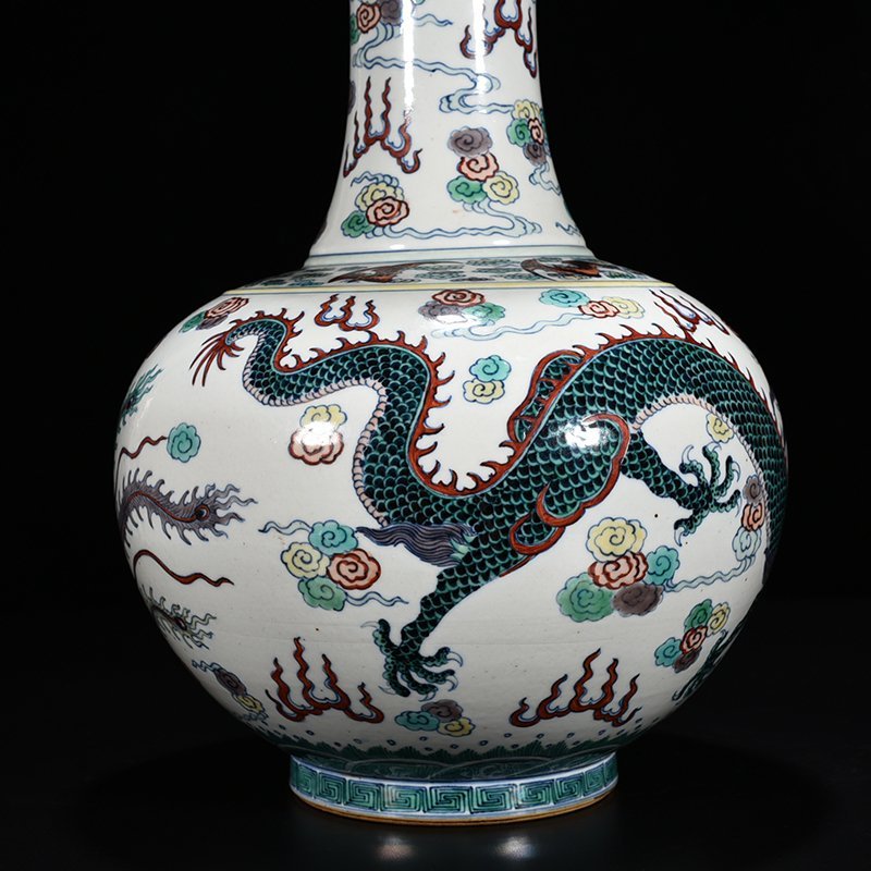 Qing Dynasty Qianlong doucai dragon and phoenix pattern vase