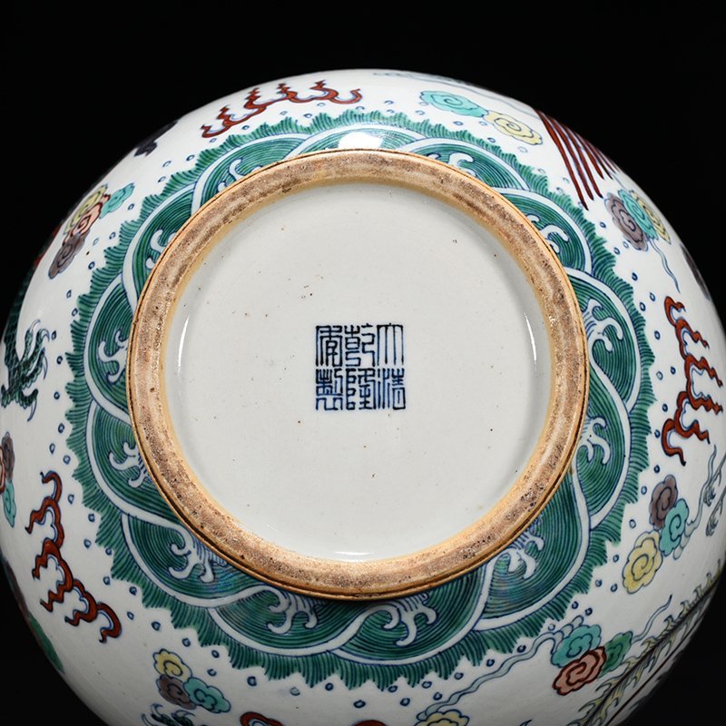 Qing Dynasty Qianlong doucai dragon and phoenix pattern vase