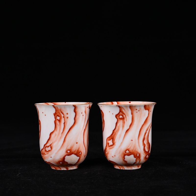 Qing Dynasty Qianlong Wood Grain Poetry Cup Antique Vase