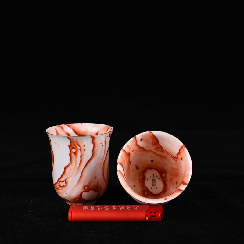 Qing Dynasty Qianlong Wood Grain Poetry Cup Antique Vase