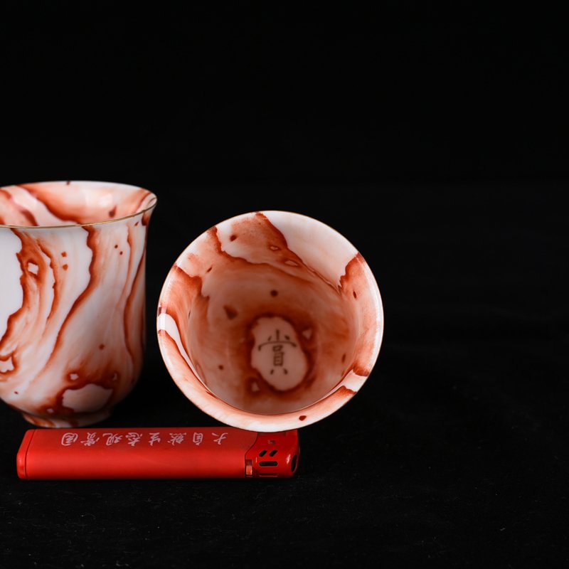 Qing Dynasty Qianlong Wood Grain Poetry Cup Antique Vase