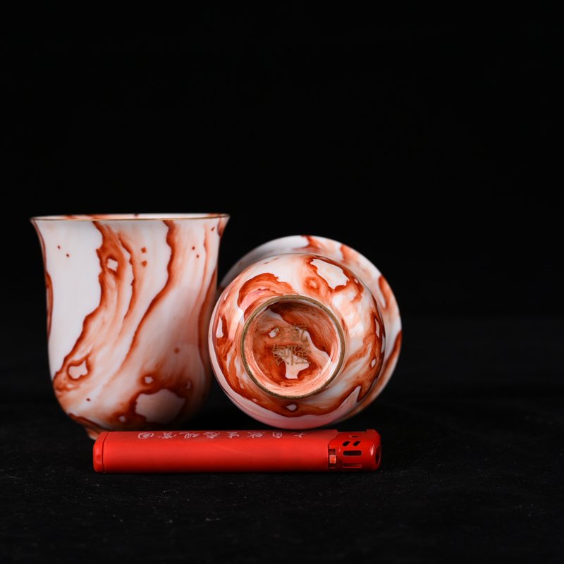Qing Dynasty Qianlong Wood Grain Poetry Cup Antique Vase