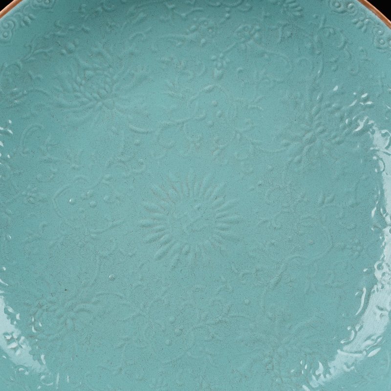 Qing Dynasty Qianlong turquoise green glazed flower plate