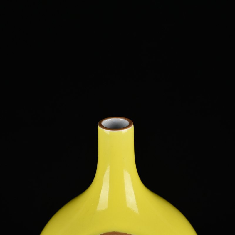 Qing Dynasty Qianlong lemon yellow glaze consecrated gourd vase
