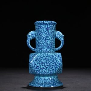 Qing Dynasty Qianlong furnace Jun glazed Japanese horn vase