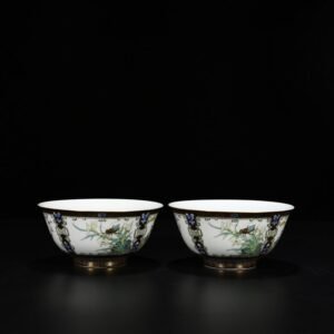 Qing Dynasty Qianlong enamel bowl with floral grass and insect patterns