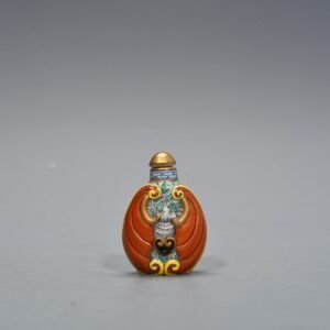 Qing Dynasty Qianlong enamel color painted gold Shuangfu snuff bottle
