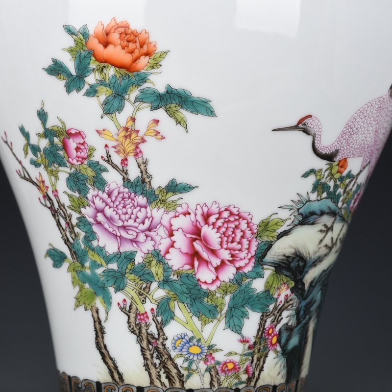 Qing Dyasnty Qianlong enamel pine and crane longevity plum vase