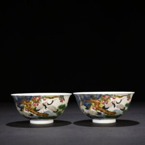 Qing Dynasty Qianlong enamel bowl with pine and crane patterns