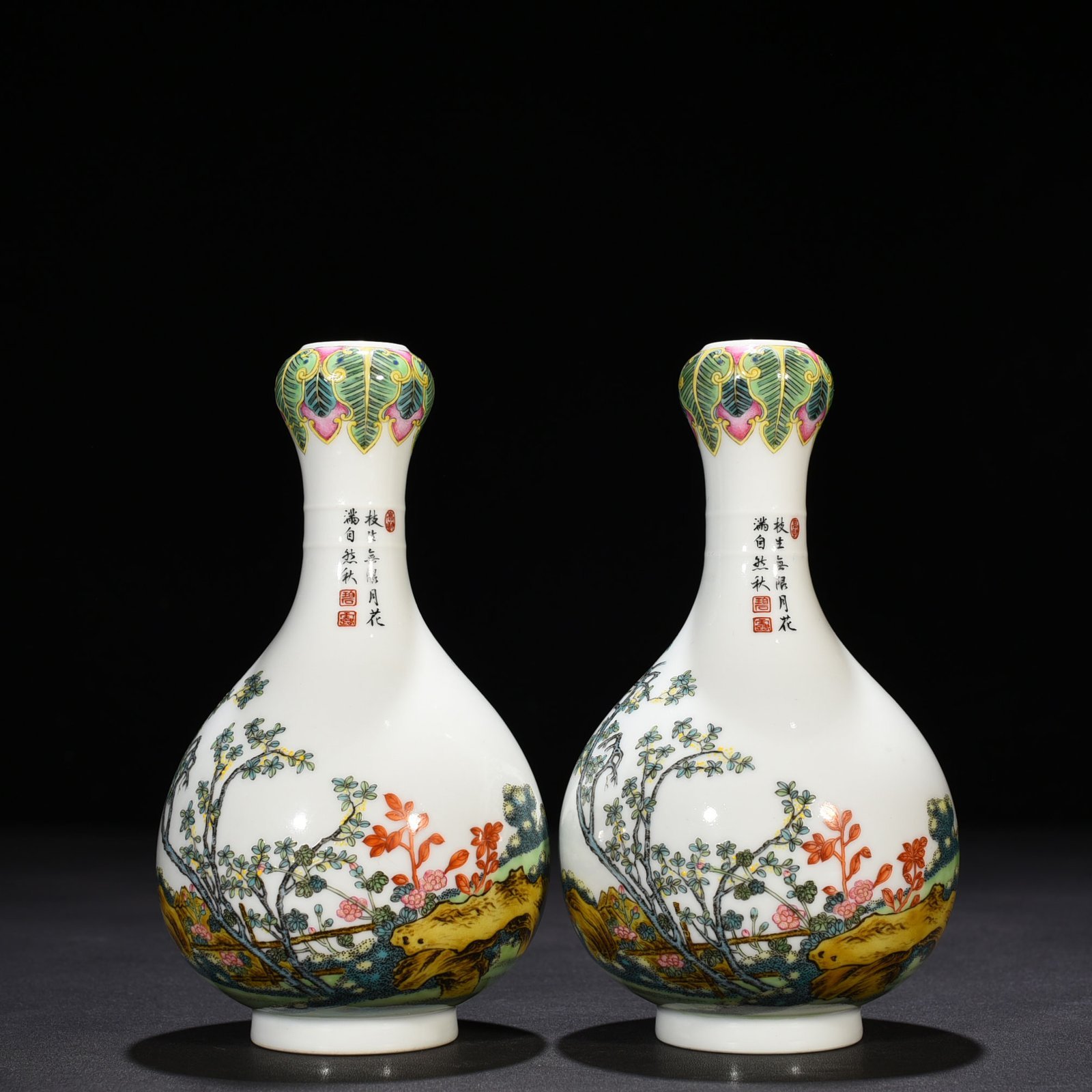 Qing Dynasty Qianlong enamel beauty with figure pattern garlic vase