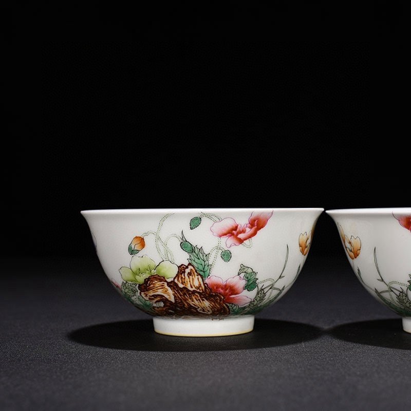 Qing Dynasty Qianlong enamel poppy flower pattern bowl