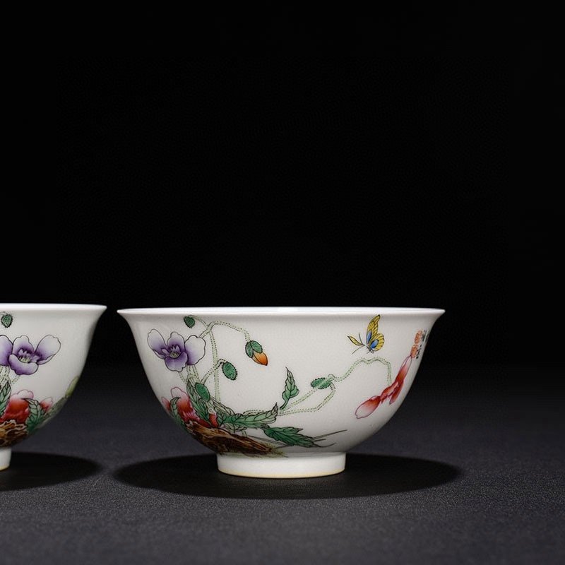 Qing Dynasty Qianlong enamel poppy flower pattern bowl