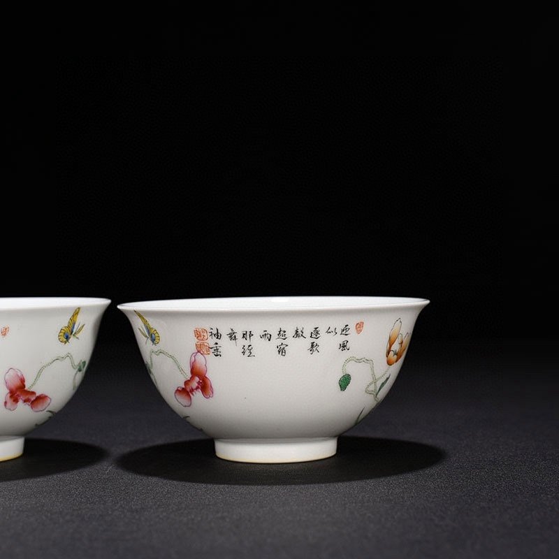 Qing Dynasty Qianlong enamel poppy flower pattern bowl