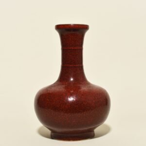 Qing Dynasty Qianlong Festival red glaze kiln plate mouth vase