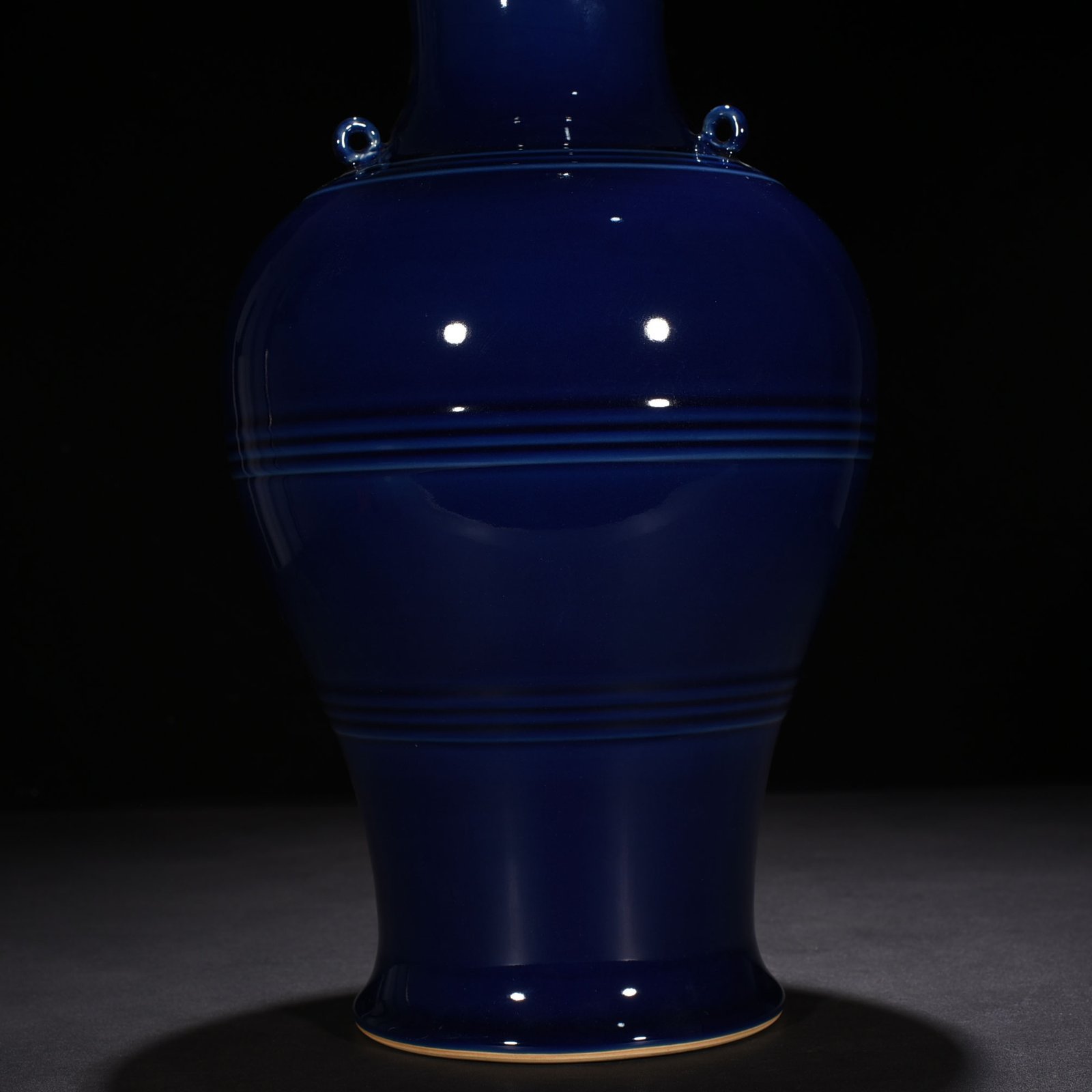 Qing Dynasty Qianlong Festival Blue Glaze Three Series Zun