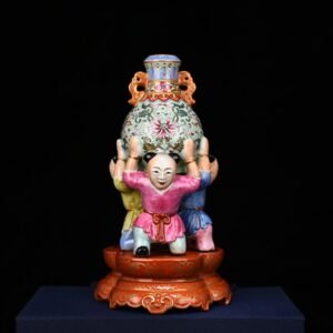 Qing Dynasty Qianlong pastel three sons longevity vase