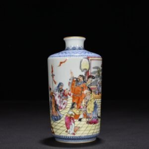 Qing Dynasty Qianlong pastel three-star high-photo figure vase