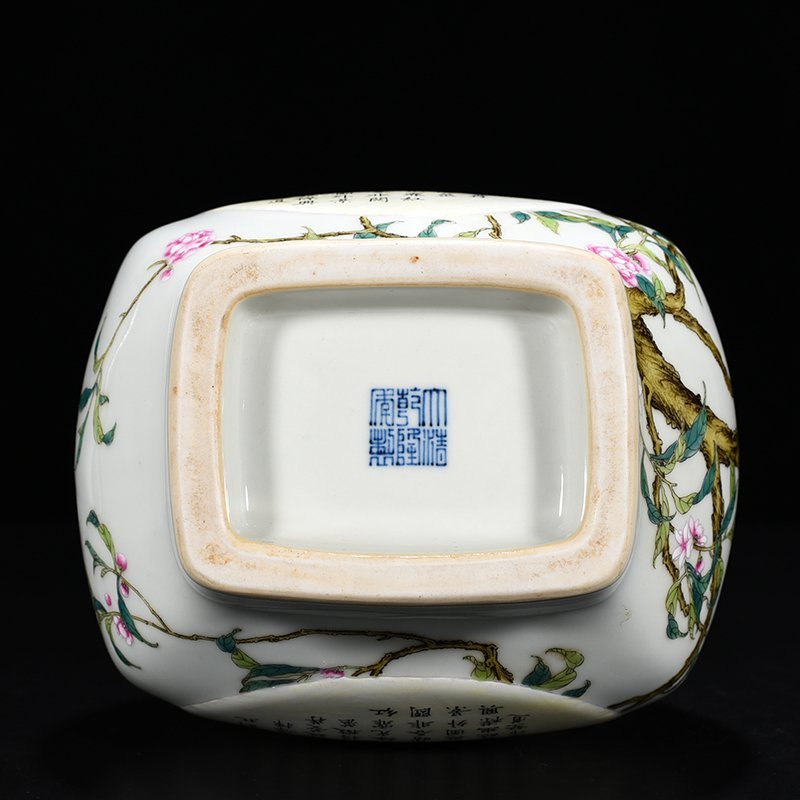 Qing Dynasty Qianlong pastel five blessings  nine peaches  longevity and longevity vase