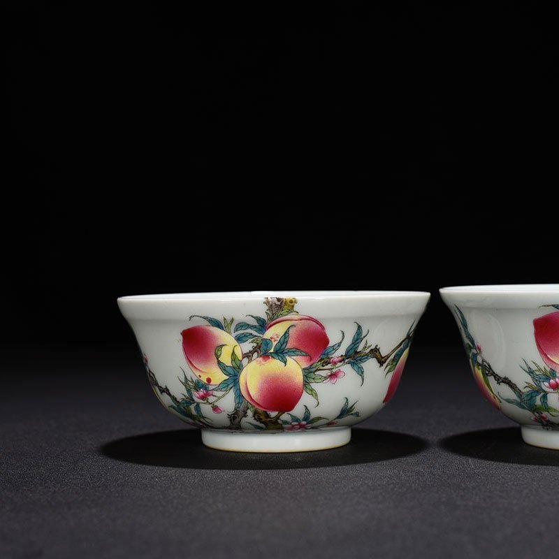 Qing Dynasty Qianlong famille rose bowl with five blessings  nine peaches  good fortune
