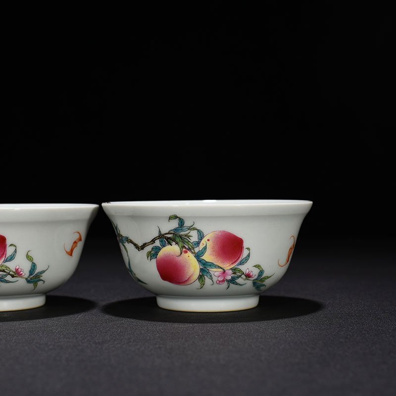 Qing Dynasty Qianlong famille rose bowl with five blessings  nine peaches  good fortune