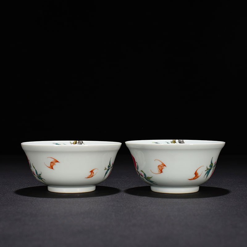 Qing Dynasty Qianlong famille rose bowl with five blessings  nine peaches  good fortune