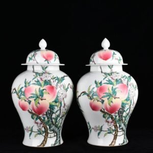 Qing Dynasty Qianlong pastel Five Blessings and Nine Peach Pattern General Jar