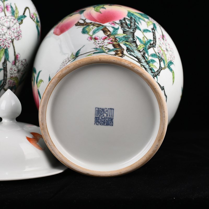 Qing Dynasty Qianlong pastel Five Blessings and Nine Peach Pattern General Jar