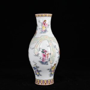 Qing Dynasty Qianlong Pastel Twelve Zodiac Olive Vase