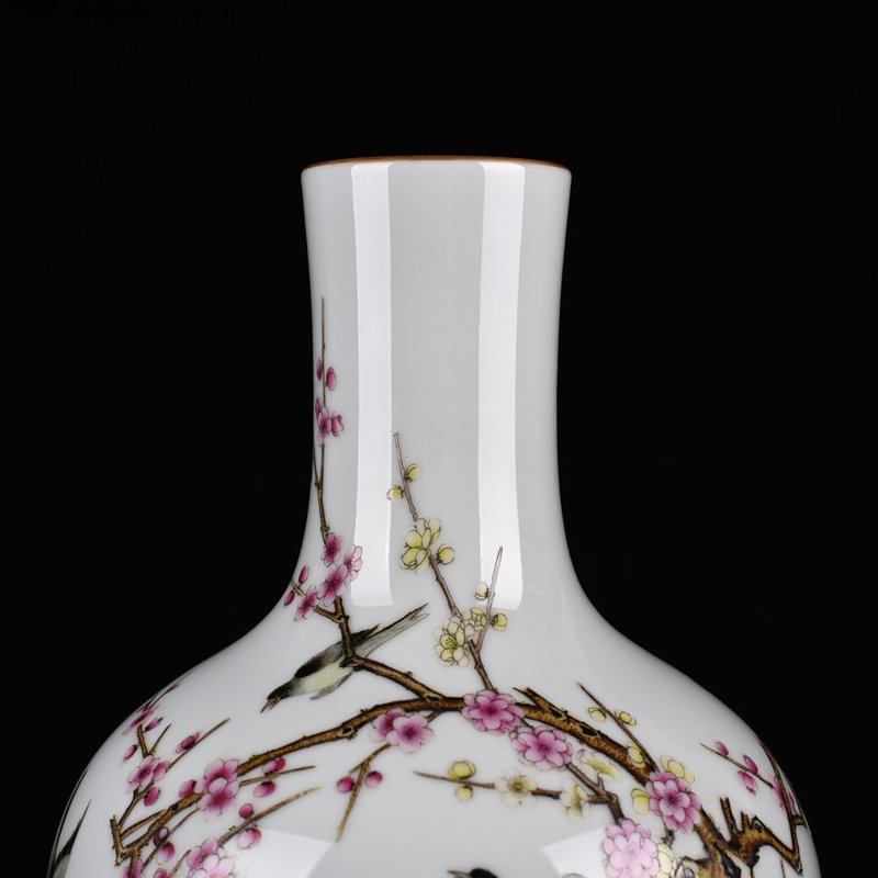 Qing Dynasty Qianlong pastel magpie plum pattern sky vase