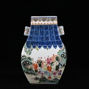 Qing Dynasty Qianlong pastel square vase with baby's play pattern
