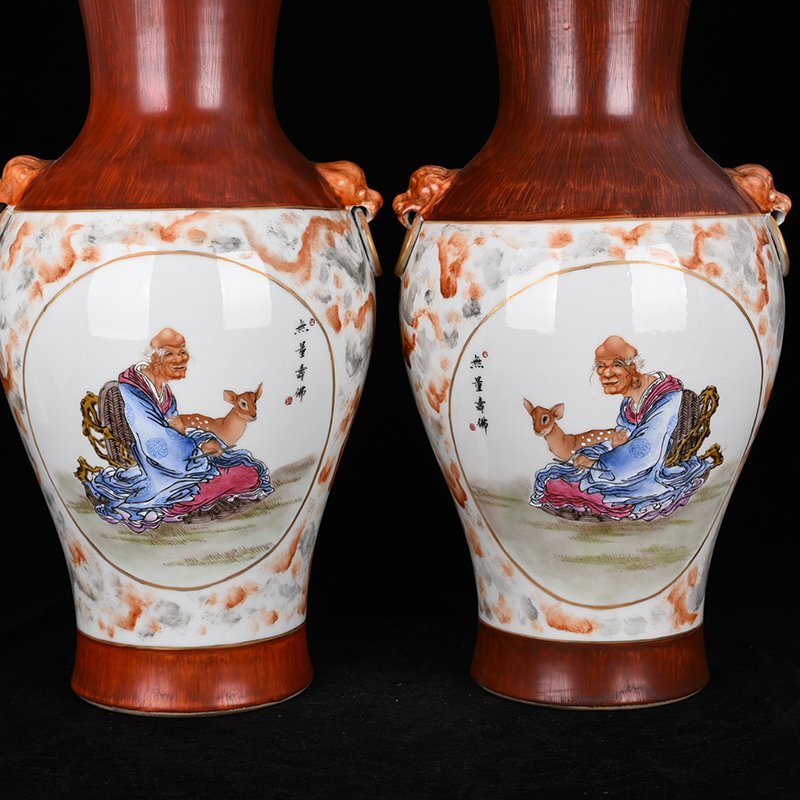 Qing Dynasty Qianlong pastel consecrated Buddha Amitayus verses holding ear vase