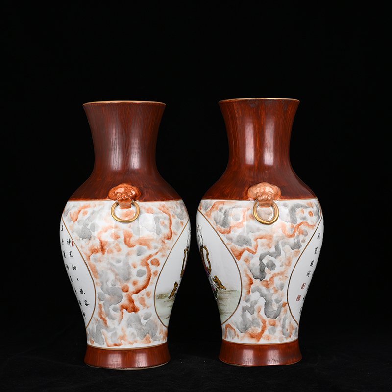 Qing Dynasty Qianlong pastel consecrated Arhat verses holding ear vase