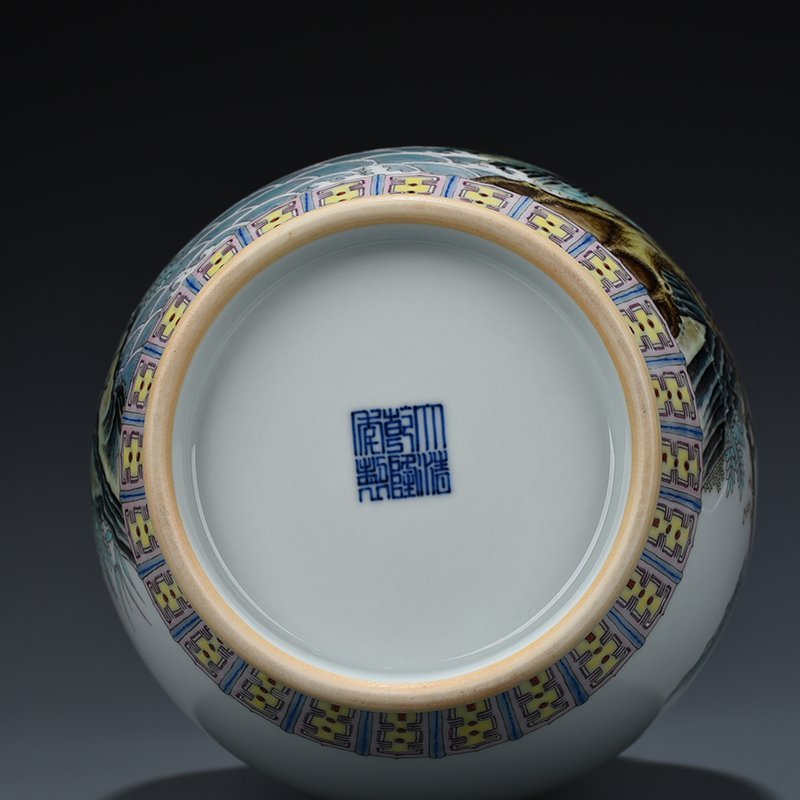 Qing Dynasty Qianlong pastel pine and crane longevity halberd ear vase
