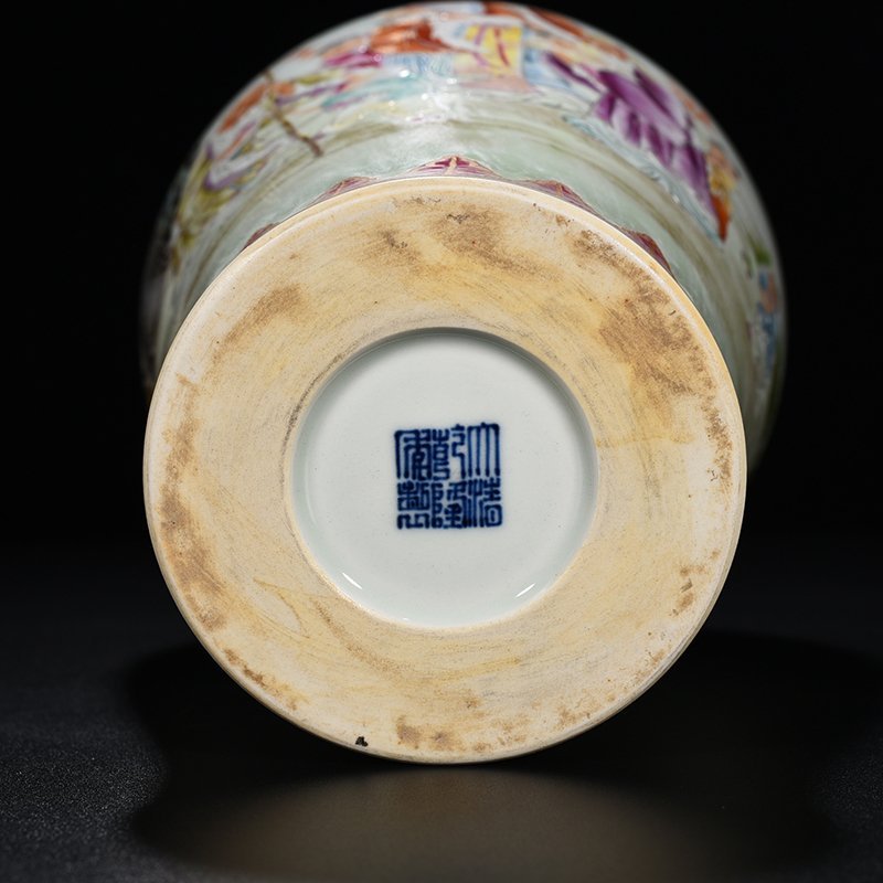 Qing Dynasty Qianlong pastel plum vase with three-star character pattern