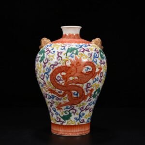 Qing Dynasty Qianlong famille rose double-eared plum vase
