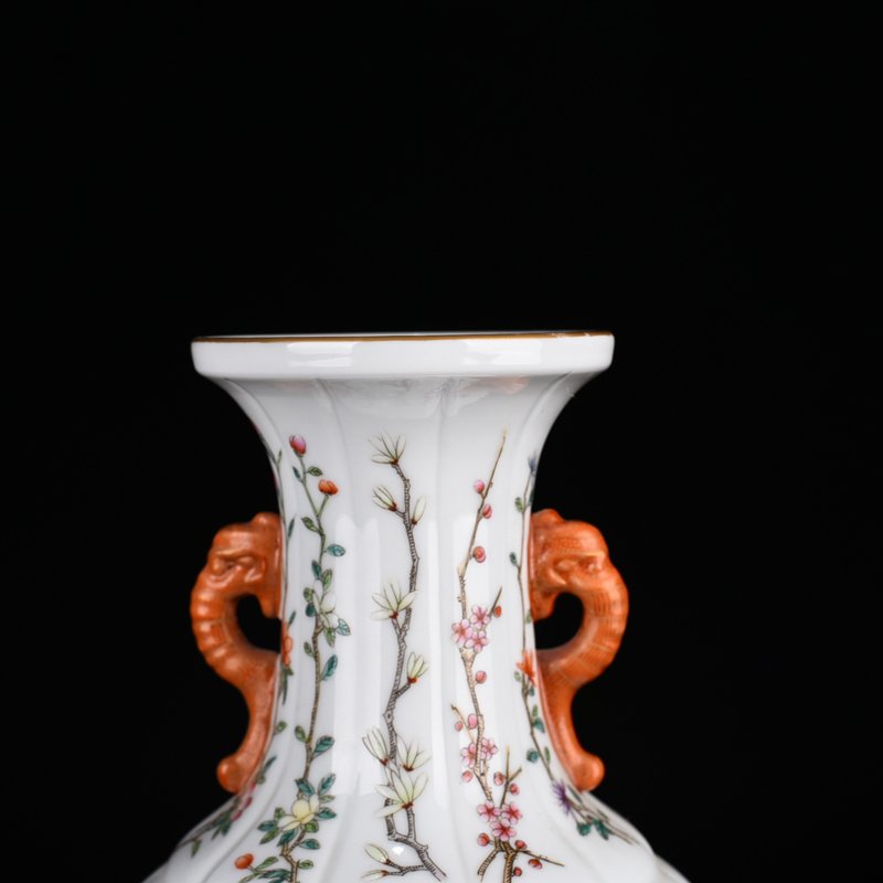 Qing Dynasty Qianlong pastel flower  grass and insect pattern amphorae