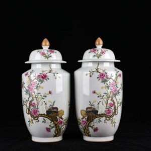 Qing Dynasty Qianlong Famille Rose General's Jar with Flower-and-Bird Design