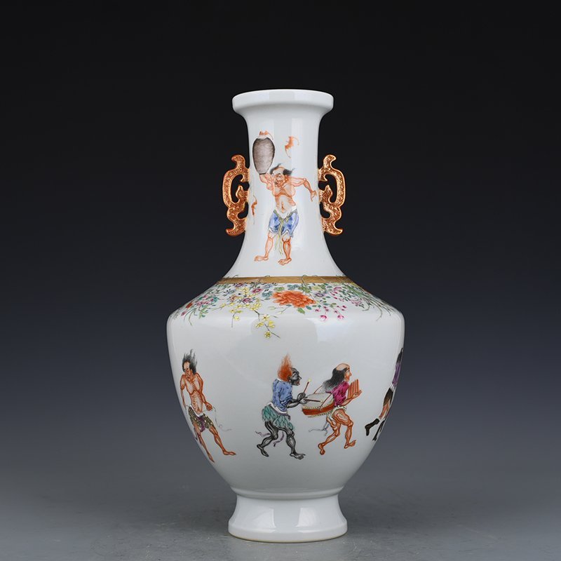 Qing Dynasty Qianlong pastel amphorae with story patterns