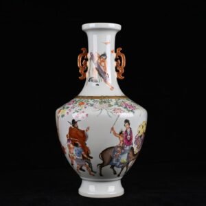 Qing Dynasty Qianlong pastel Zhong Kui married his sister's character story amphora
